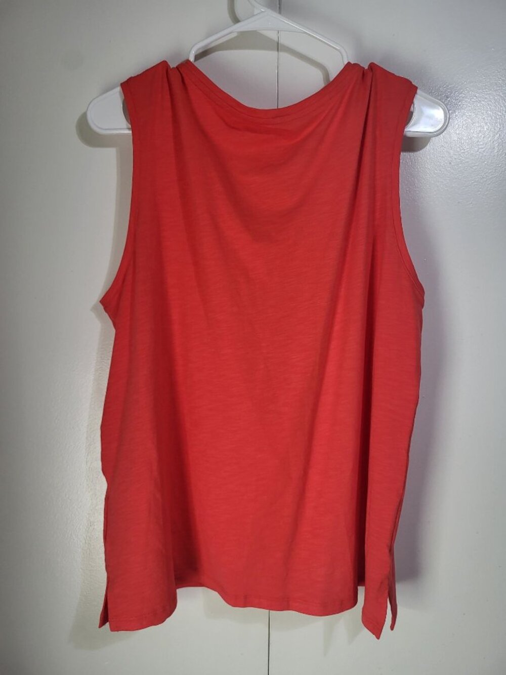 Rachel Roy V Neck Tank Top Coral Orange Casual Summer SZ XL Gathered Shoulder - Picture 3 of 7